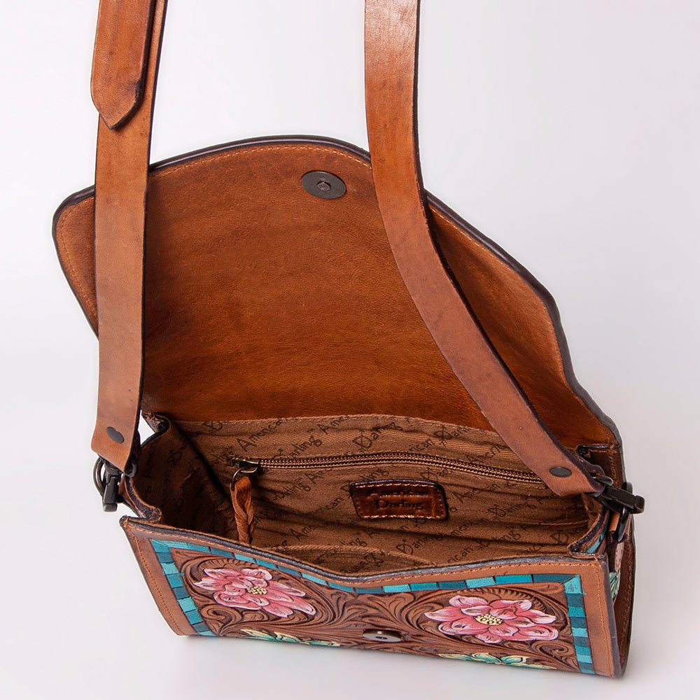 American Darling Hand Tooled Genuine Leather Women Bag Western Handbag Purse