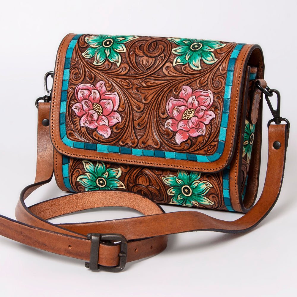 American Darling Hand Tooled Genuine Leather Women Bag Western Handbag Purse