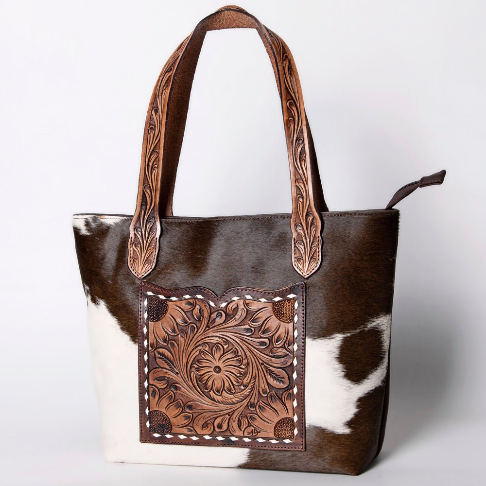 American Darling Tote Hand Tooled Hair-On Genuine Leather Women Bag Western Handbag Purse