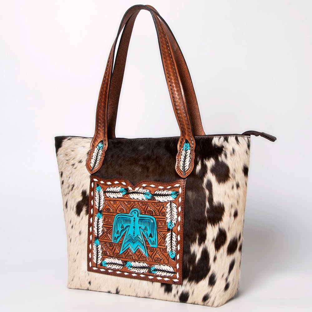 American Darling Tote Hand Tooled Hair-On Genuine Leather Women Bag Western Handbag Purse