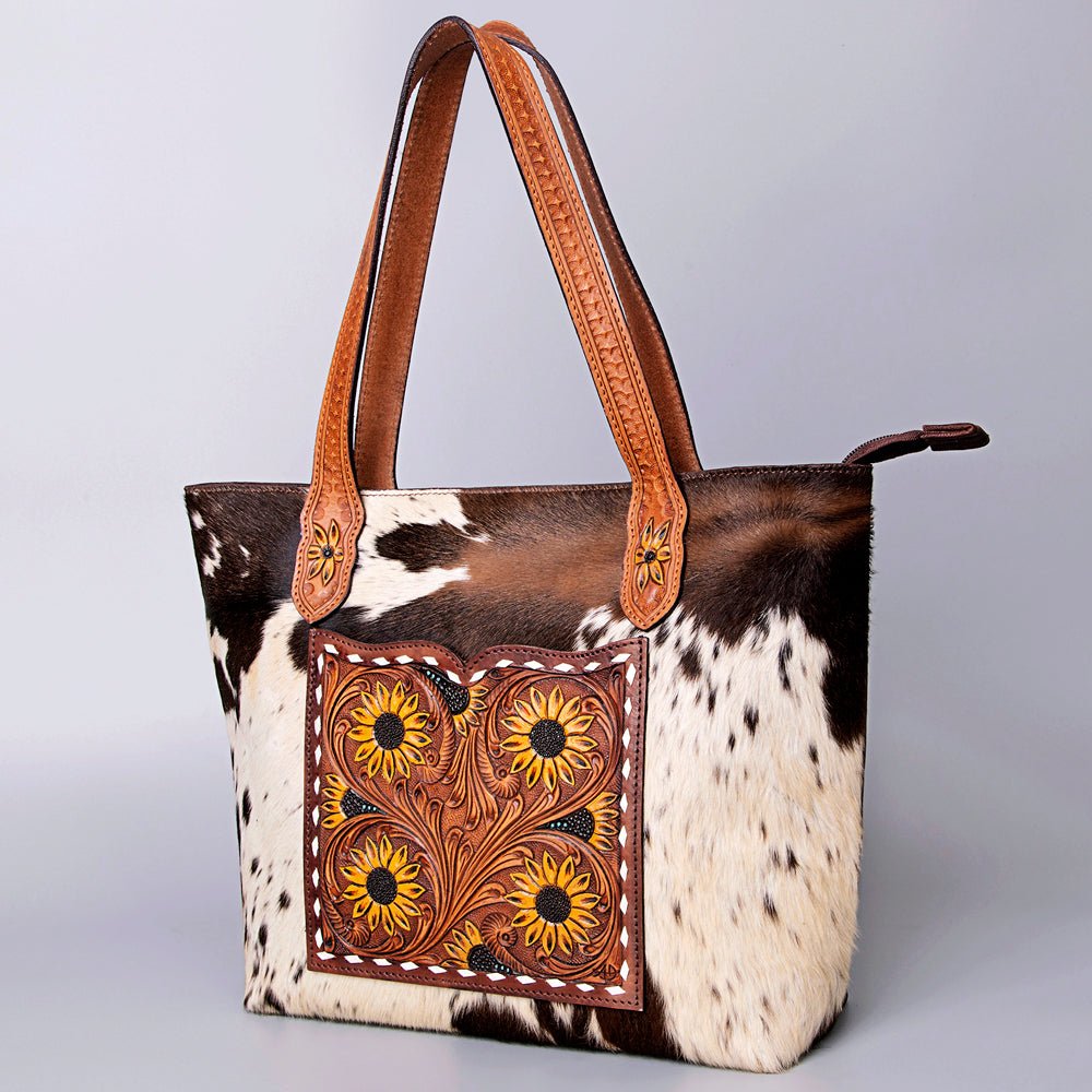 American Darling Tote Hand Tooled Hair-On Genuine Leather Women Bag Western Handbag Purse