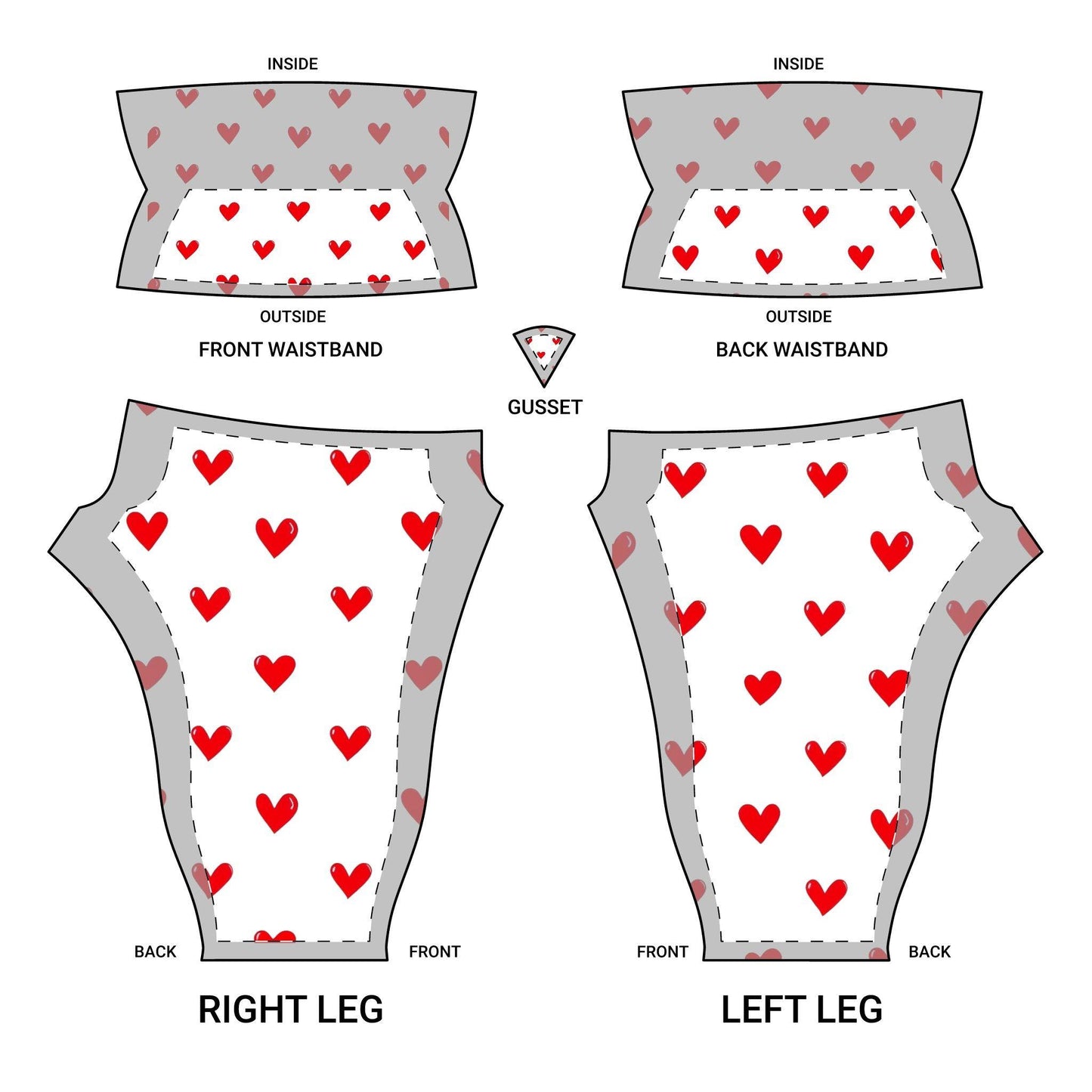Love Your Workout Womens White Yoga Pants with Red Hearts