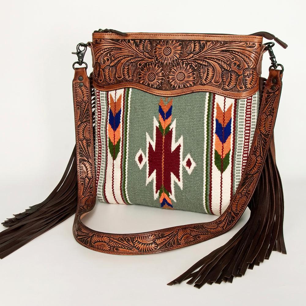 American Darling ADBGZ670 Signature Crossbody Hand Tooled Saddle Blanket Genuine Leather Women Bag Western Handbag Purse