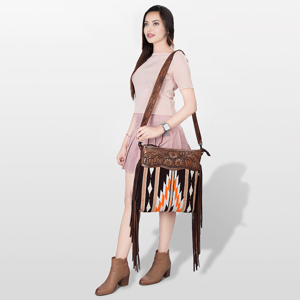 American Darling ADBGZ680 Signature Crossbody Hand Tooled Saddle Blanket Genuine Leather Women Bag Western Handbag Purse