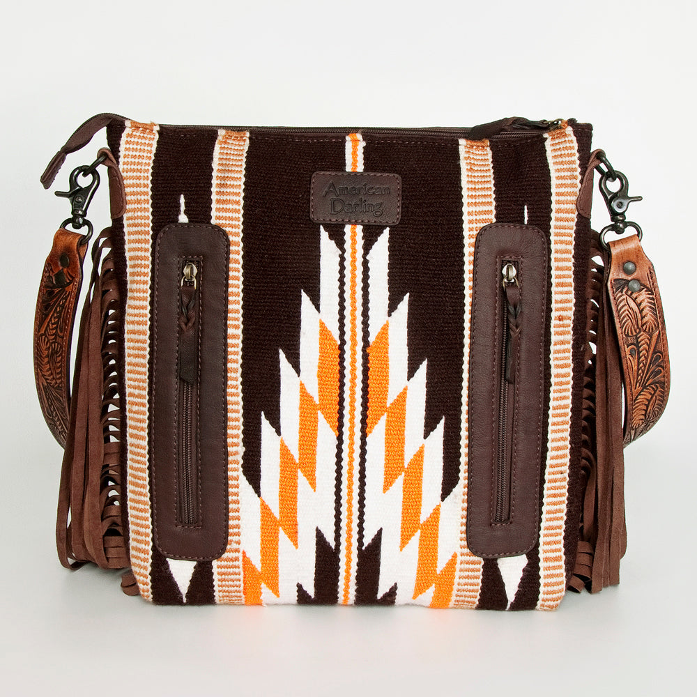 American Darling ADBGZ680 Signature Crossbody Hand Tooled Saddle Blanket Genuine Leather Women Bag Western Handbag Purse