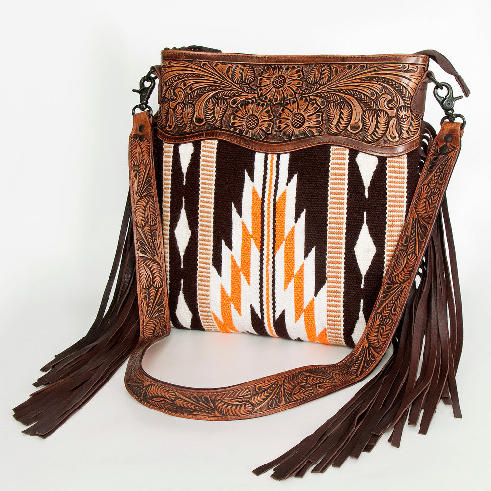 American Darling ADBGZ680 Signature Crossbody Hand Tooled Saddle Blanket Genuine Leather Women Bag Western Handbag Purse