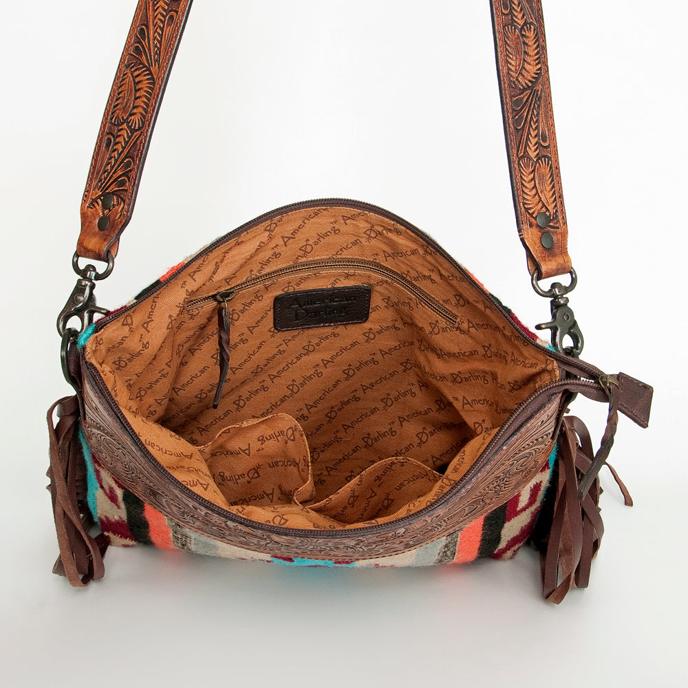 ADBGZ682 American Darling Hand Tooled Saddle Blanket Genuine Leather Women Bag Western Handbag Purse