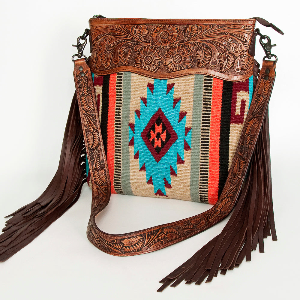 ADBGZ682 American Darling Hand Tooled Saddle Blanket Genuine Leather Women Bag Western Handbag Purse