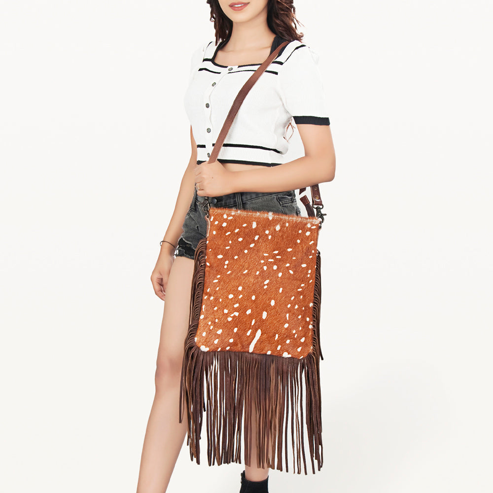 American Darling ADBGS192BQ Messenger Hair-On Genuine Leather Women Bag Western Handbag Purse