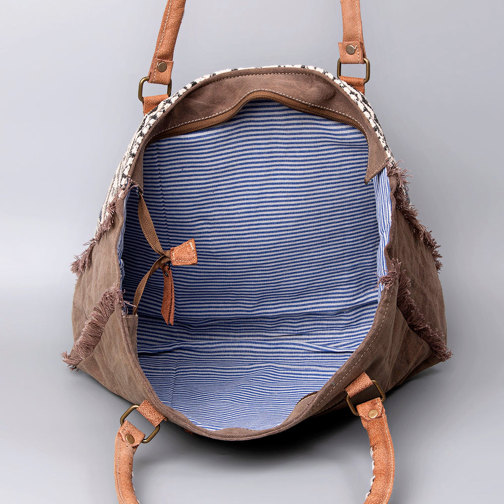 OHLAY WEEKENDER Upcycled Wool Upcycled Canvas Hair-on Genuine Leather women bag western handbag purse