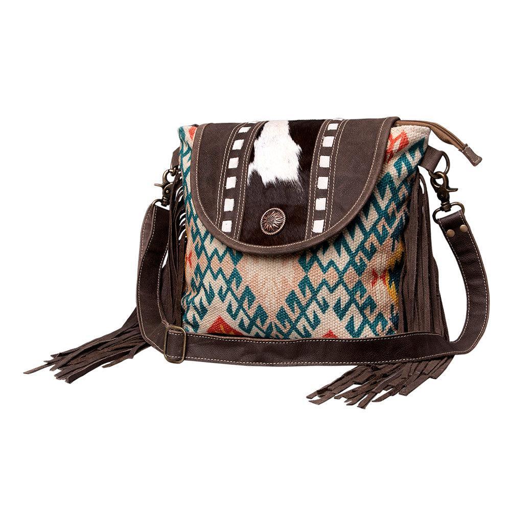 OHLAY KB482 Cross Body Upcycled Wool Upcycled Canvas Hair-On Genuine Leather women bag western handbag purse