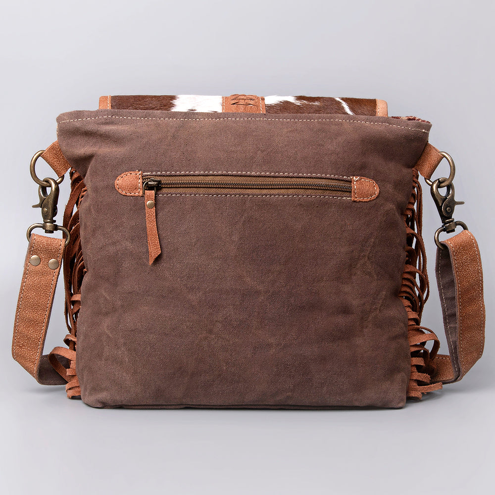 OHLAY KB483 Cross Body Upcycled Canvas Hair-On Genuine Leather women bag western handbag purse
