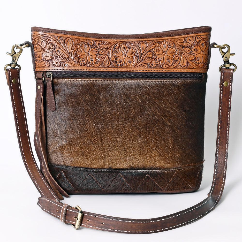 OHLAY MESSENGER Hand Tooled Hair-on Genuine Leather women bag western handbag purse