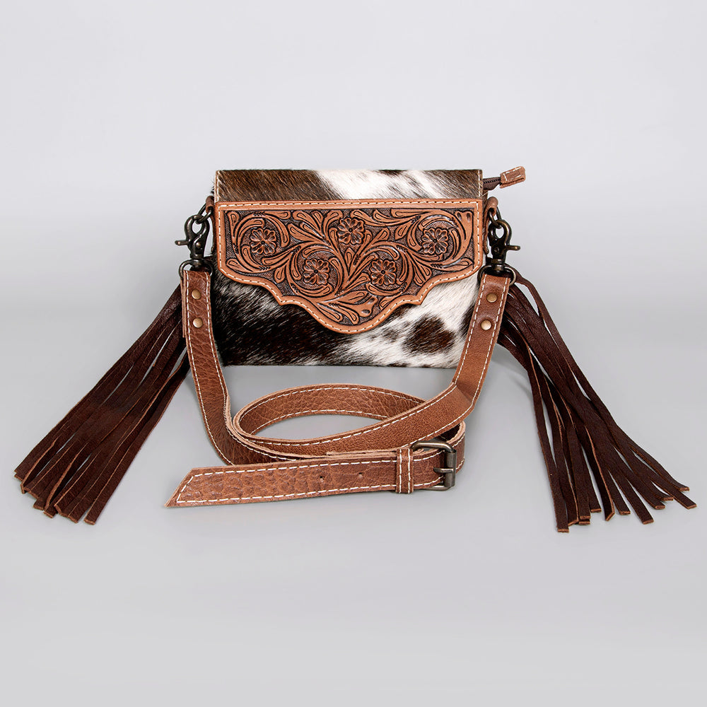 American Darling Adbg1050A Envelope Hand Tooled Hair-On Genuine Leather Women Bag Western Handbag Purse