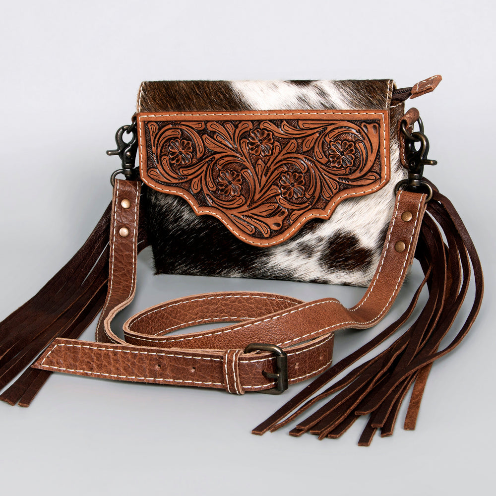American Darling Adbg1050A Envelope Hand Tooled Hair-On Genuine Leather Women Bag Western Handbag Purse