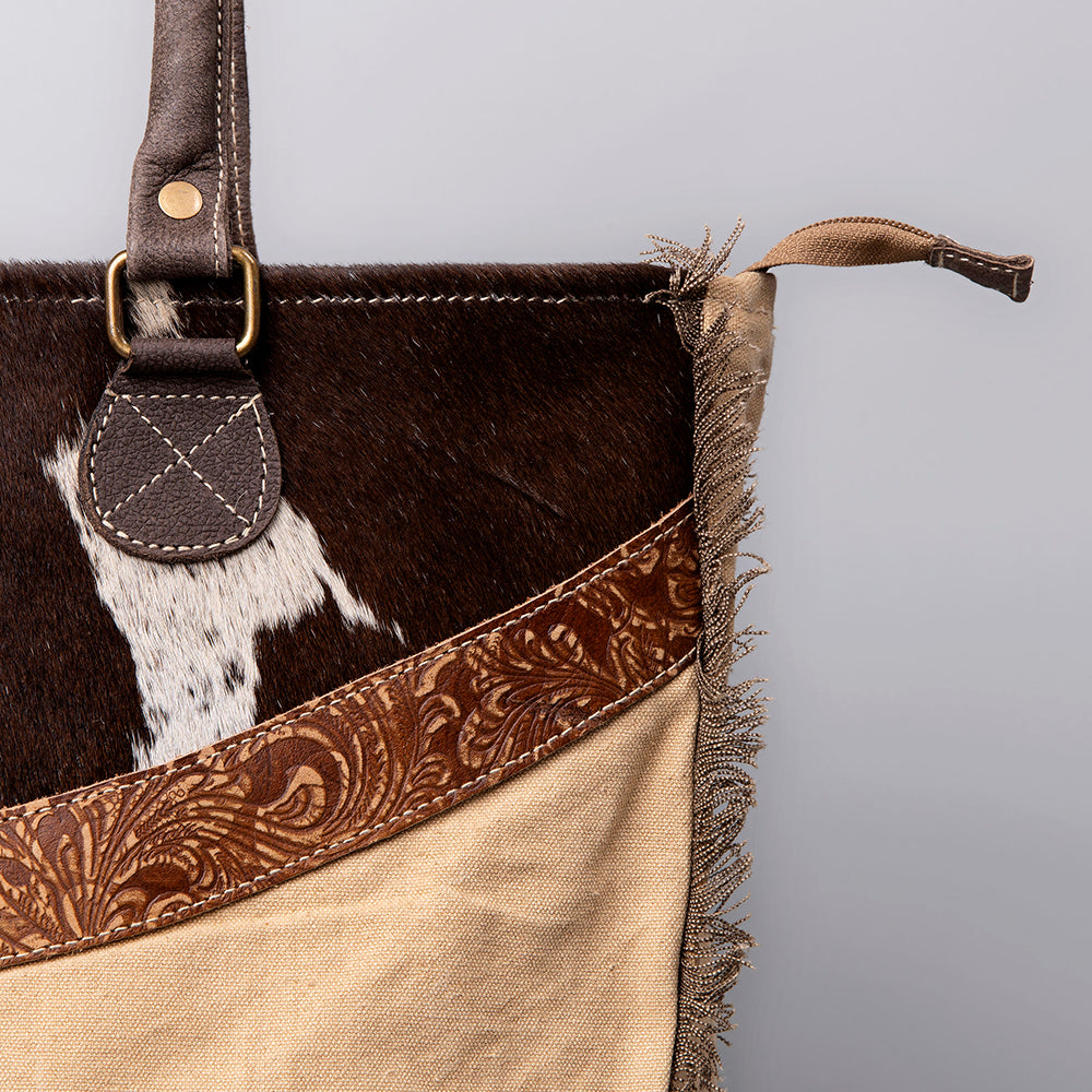 OHLAY KB518 TOTE Upcycled Canvas Hair-on Genuine Leather women bag western handbag purse