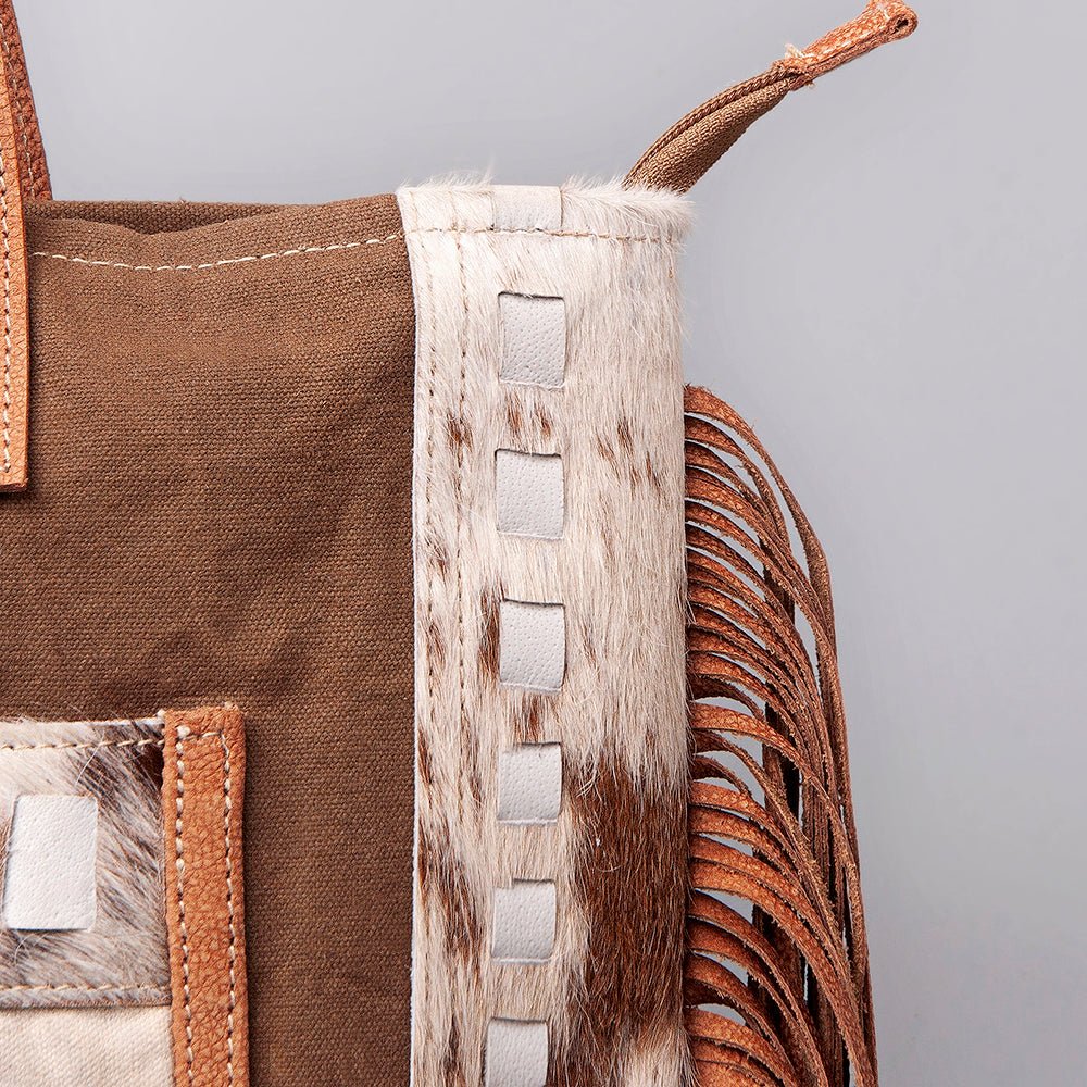 OHLAY KB519 TOTE Upcycled Canvas Hair-on Genuine Leather women bag western handbag purse