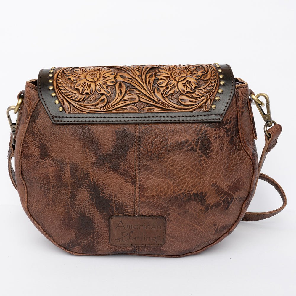 American Darling Hand Tooled Hair On Genuine Leather Women Bag Western Handbag Purse