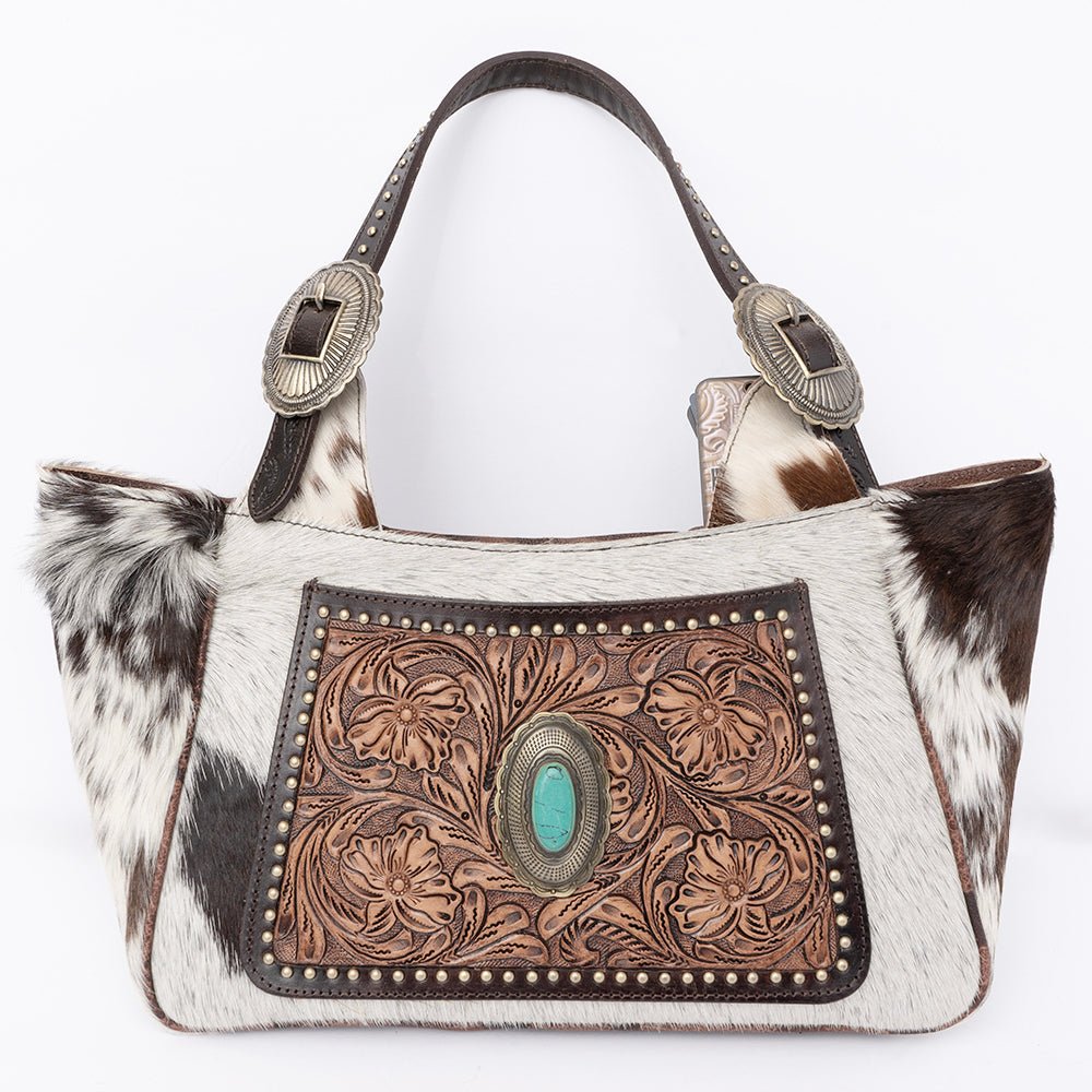 American Darling Hand Tooled Hair On Genuine Leather Women Bag Western Handbag Purse