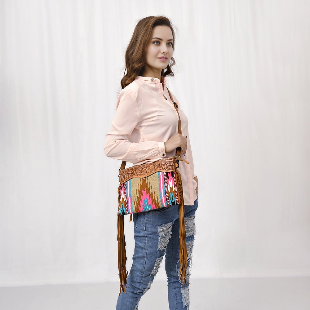 American Darling Cross Body Hand Tooled Saddle Blanket Genuine Leather Women Bag Western Handbag Purse