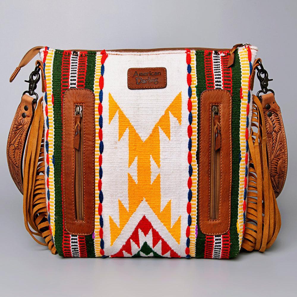 American Darling ADBGZ708 Crossbody Hand Tooled Saddle Blanket Genuine Leather Women Bag Western Handbag Purse