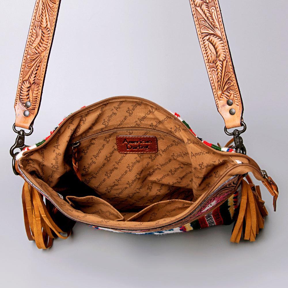 American Darling ADBGZ708 Crossbody Hand Tooled Saddle Blanket Genuine Leather Women Bag Western Handbag Purse