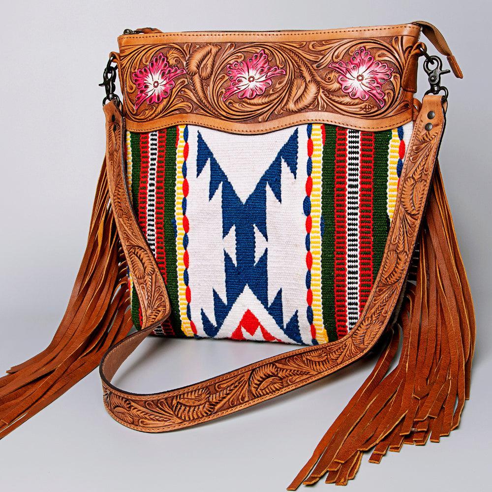 American Darling ADBGZ708 Crossbody Hand Tooled Saddle Blanket Genuine Leather Women Bag Western Handbag Purse