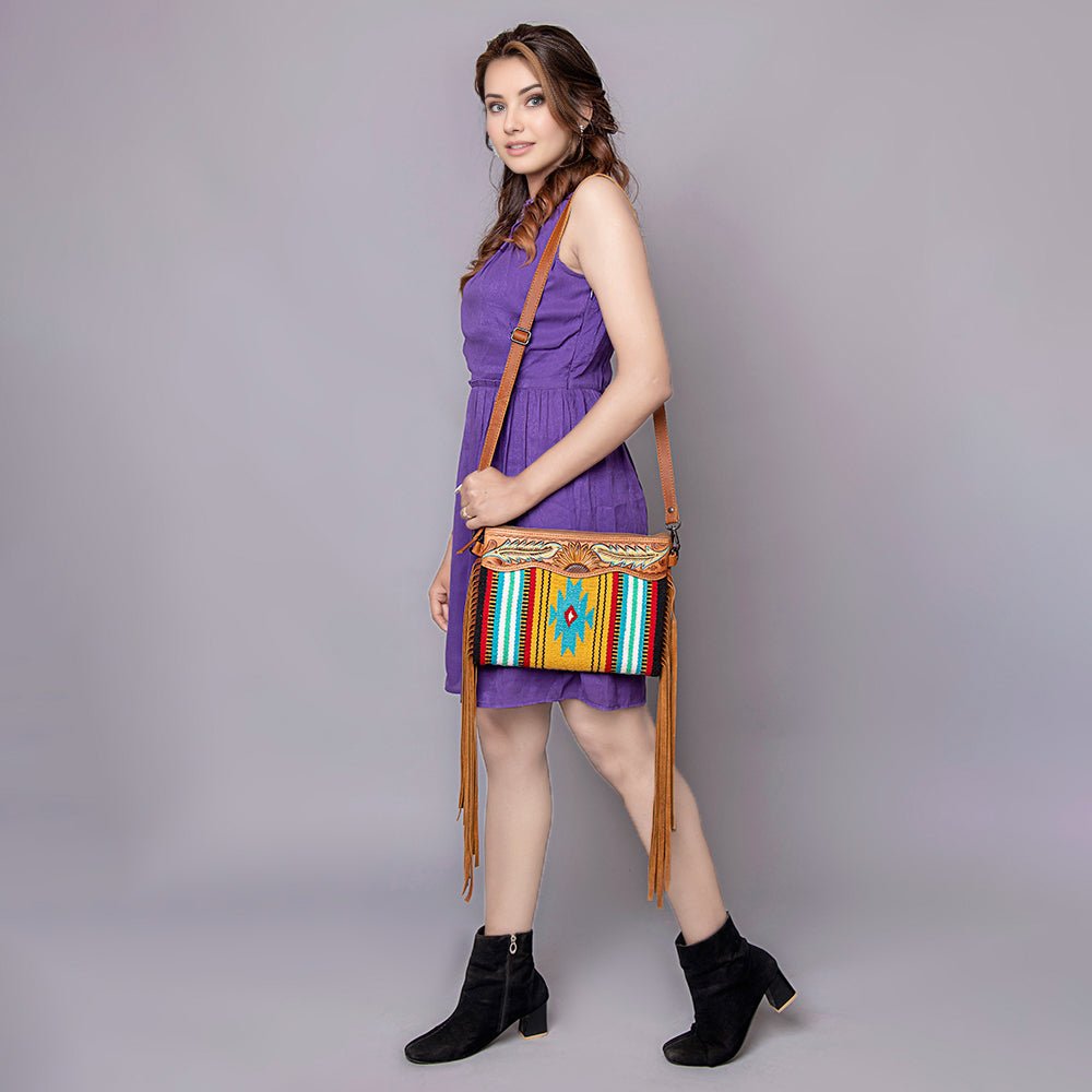 American Darling Cross Body Hand Tooled Saddle Blanket Genuine Leather Women Bag Western Handbag Purse