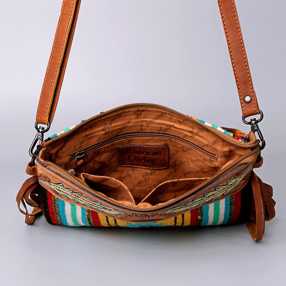 American Darling Cross Body Hand Tooled Saddle Blanket Genuine Leather Women Bag Western Handbag Purse