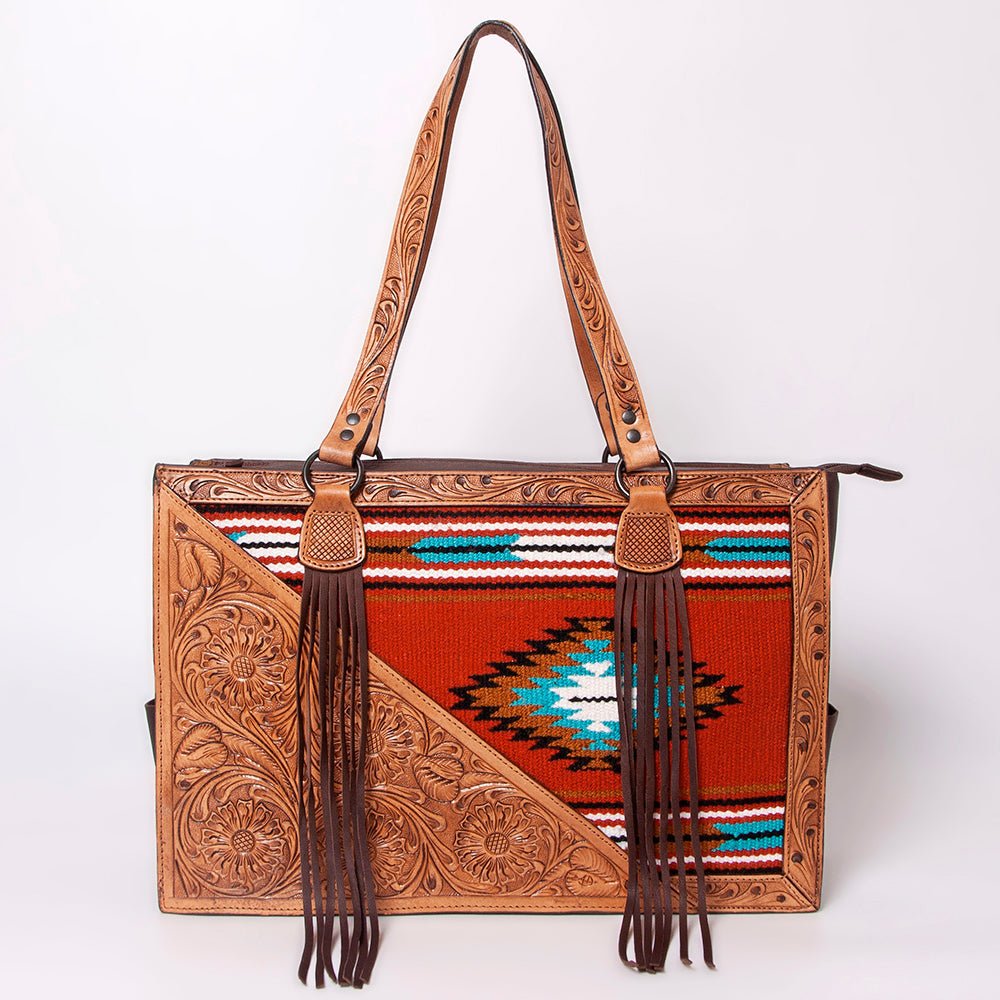 American Darling Tote Hand Tooled Saddle Blanket Genuine Leather Women Bag Western Handbag Purse