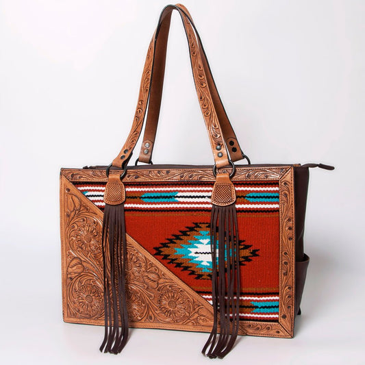 American Darling Tote Hand Tooled Saddle Blanket Genuine Leather Women Bag Western Handbag Purse