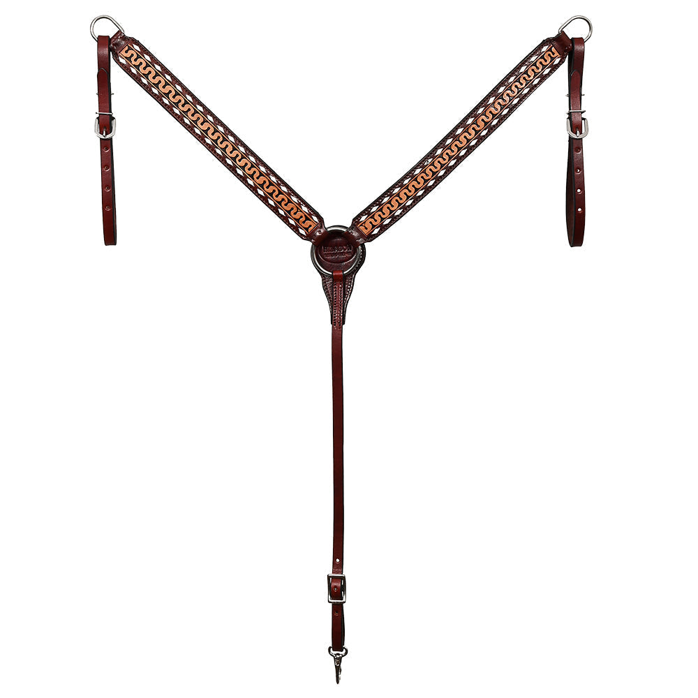 Hilason Western Horse Breast Collar  Handtooled American Leather Dark Brown
