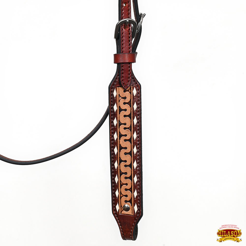 Hilason Western Horse Headstall Handtooled American Leather Dark Brown