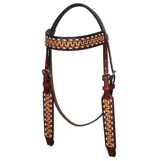 Hilason Western Horse Headstall Handtooled American Leather Dark Brown