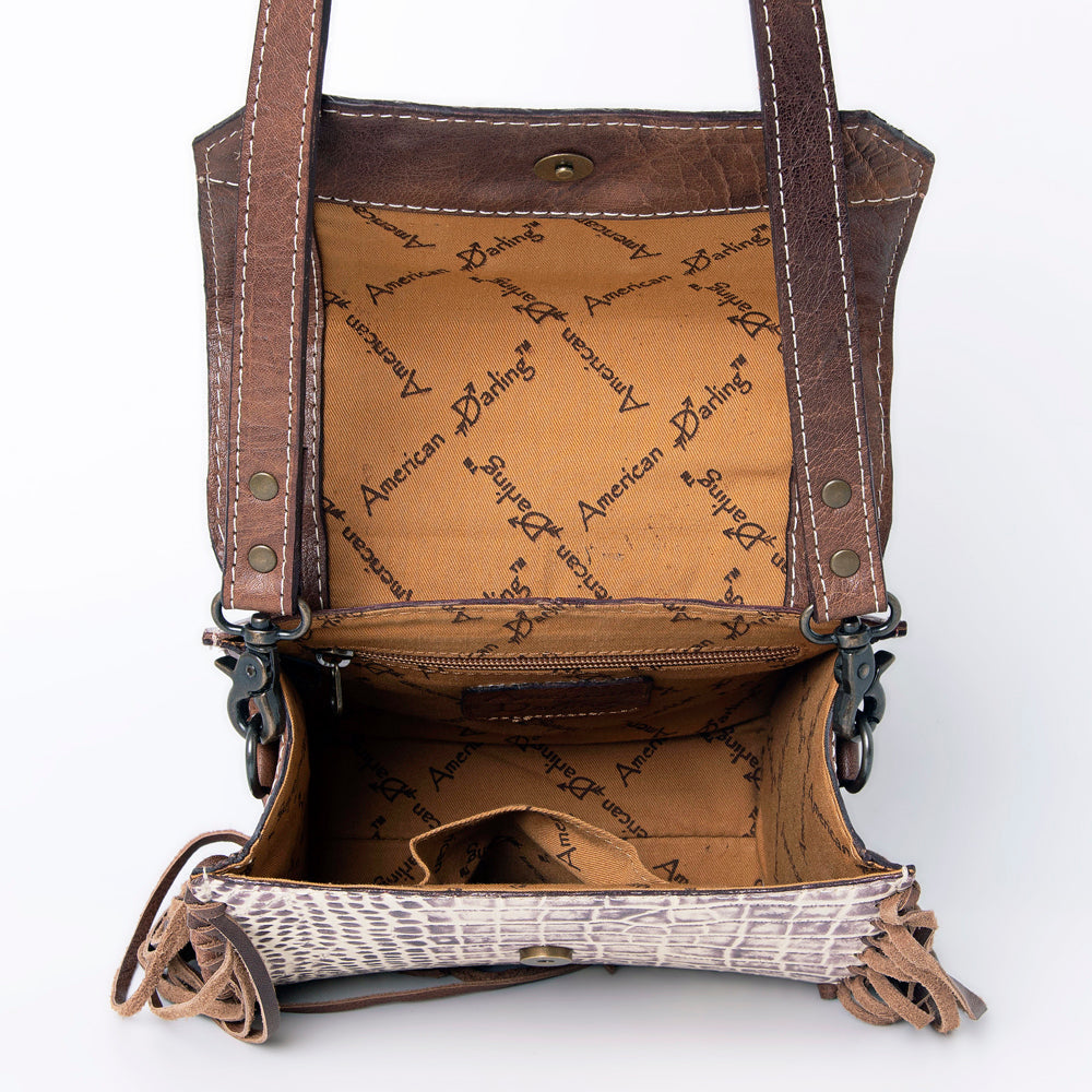 American Darling Briefcase Crocodile Embossed Hair on Genuine Leather Western Women Bag Handbag | for Cute Laptop