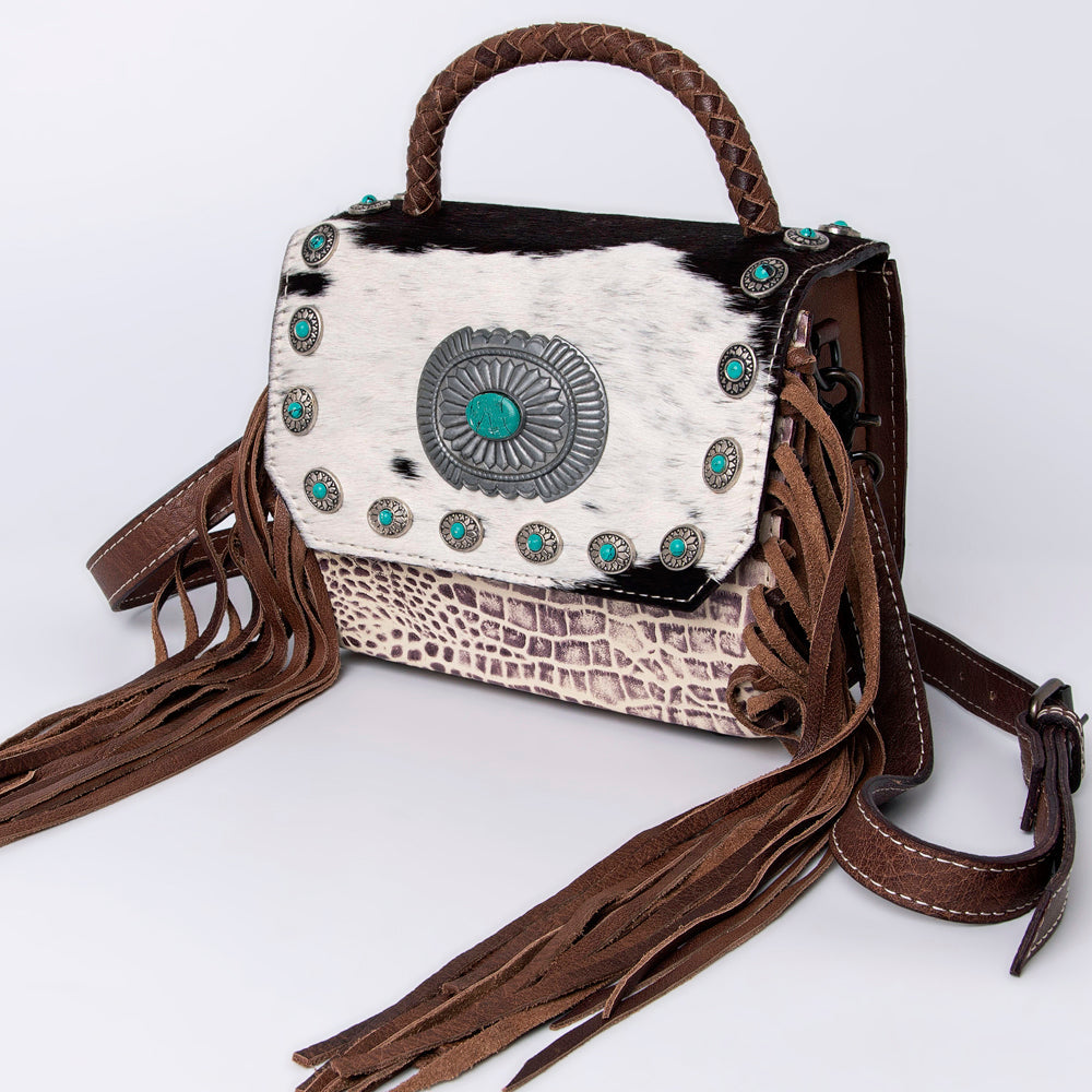 American Darling Briefcase Crocodile Embossed Hair on Genuine Leather Western Women Bag Handbag | for Cute Laptop