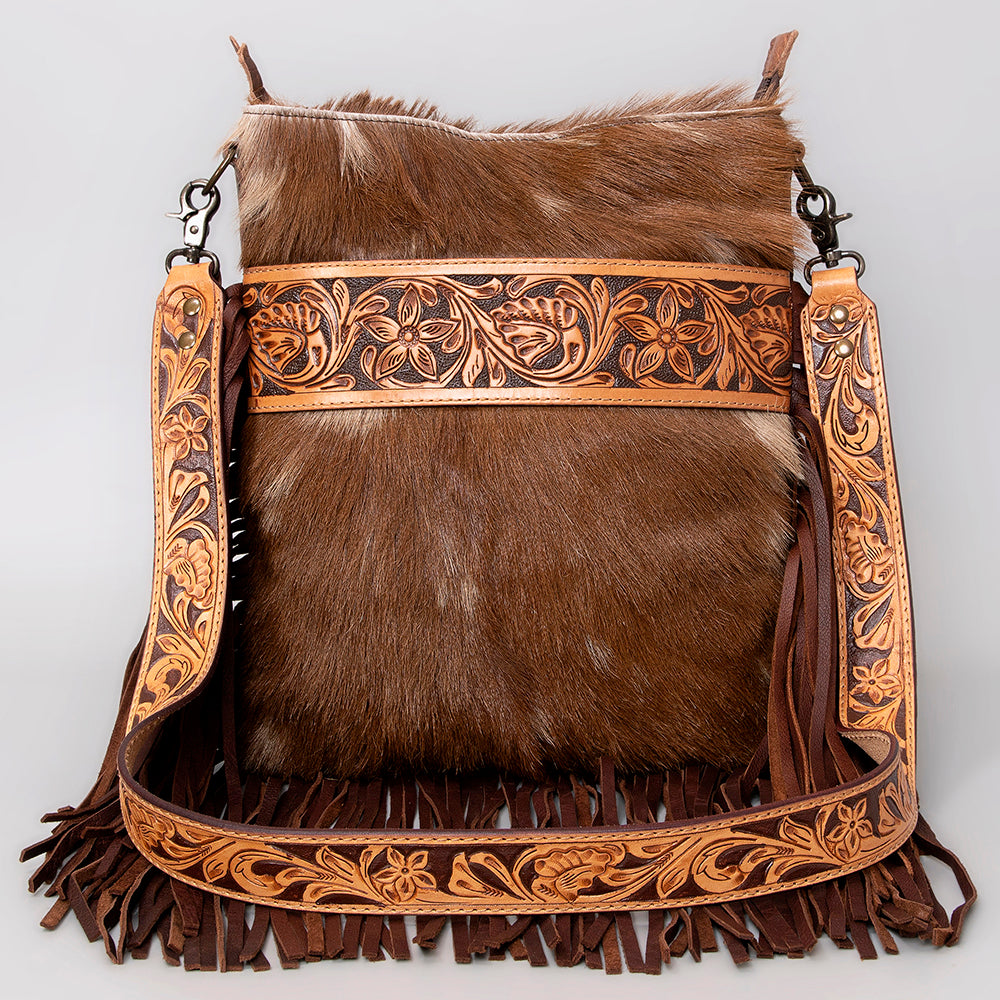 American Darling ADBGS192BT Messenger Hand Tooled Hair-On Genuine Leather Women Bag Western Handbag Purse