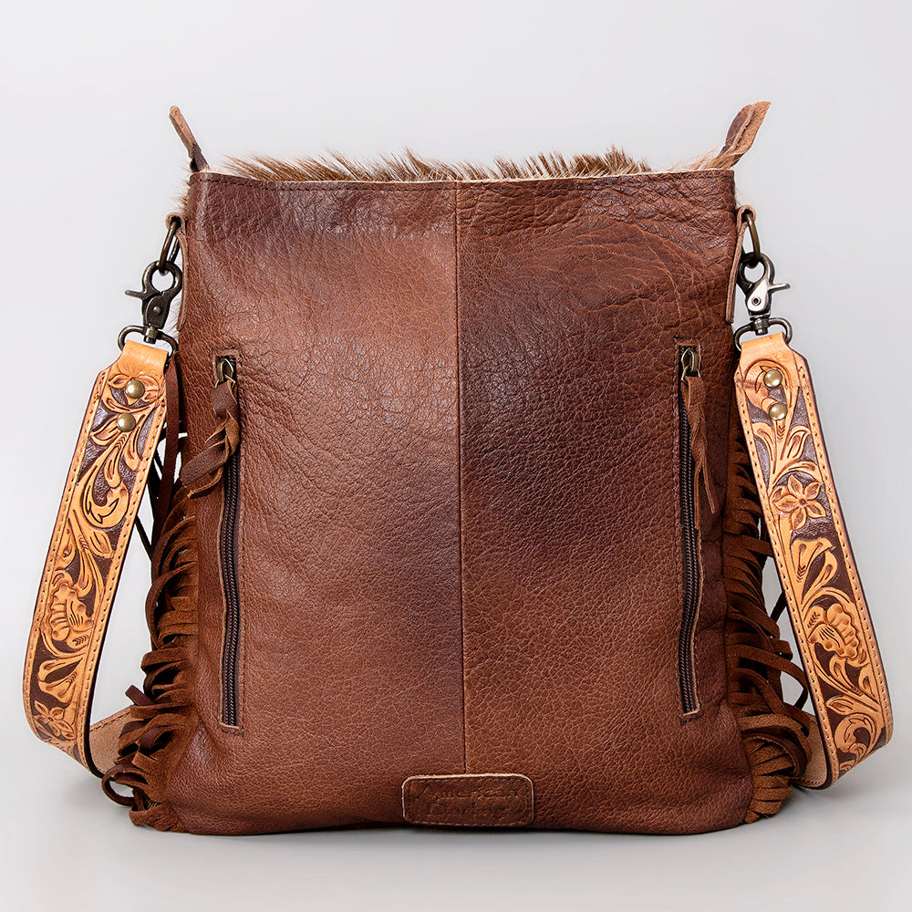 American Darling ADBGS192BT Messenger Hand Tooled Hair-On Genuine Leather Women Bag Western Handbag Purse