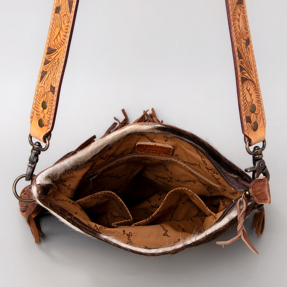 American Darling ADBGS192BT Messenger Hand Tooled Hair-On Genuine Leather Women Bag Western Handbag Purse