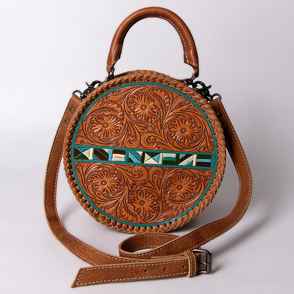 American Darling ADBG1025 Canteen Hand Tooled Genuine Leather women bag western handbag purse