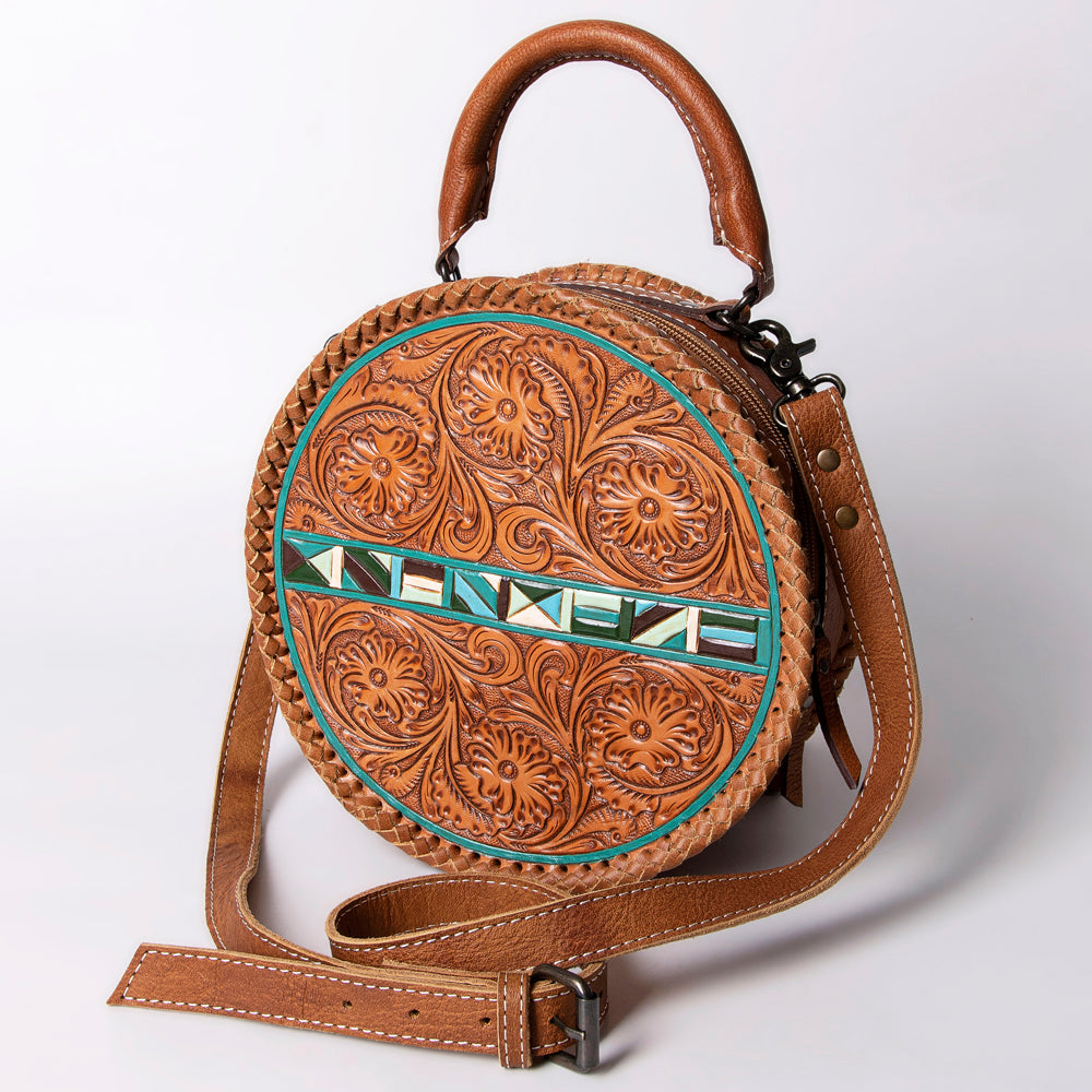 American Darling ADBG1025 Canteen Hand Tooled Genuine Leather women bag western handbag purse