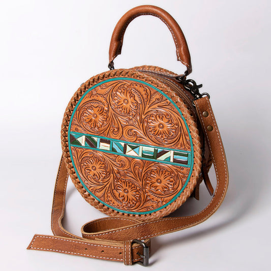 American Darling ADBG1025 Canteen Hand Tooled Genuine Leather women bag western handbag purse