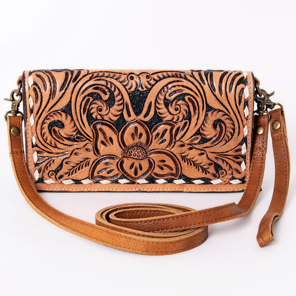 KBM101C Ohlay Western Genuine Leather Hand Tooled Women Organiser Bags