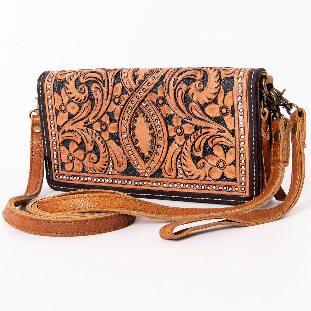 SKBM101F Ohlay Western Genuine Leather Hand Tooled Women Organiser Bags