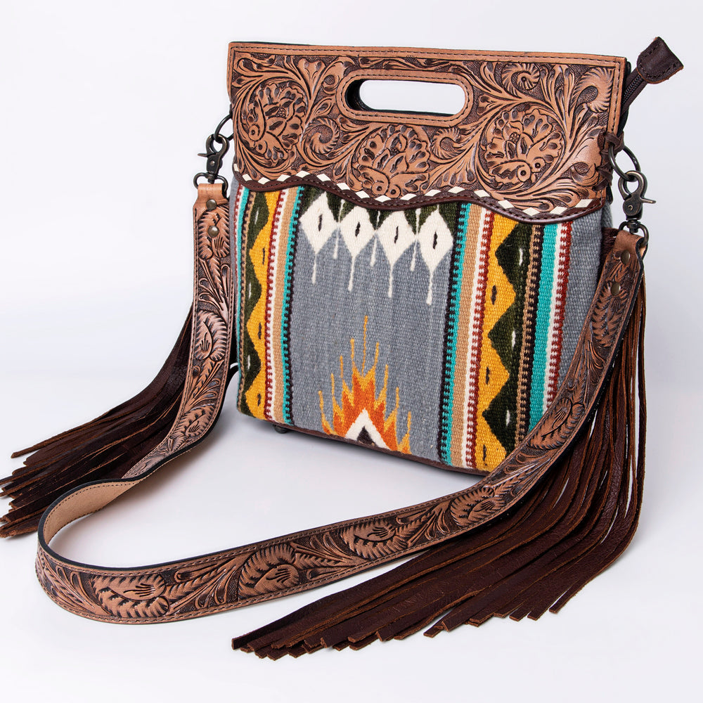 American Darling Clutch Hand Tooled Saddle Blanket Fabric Genuine Leather Western Women Bag Handbag Purse | Purses for Cute