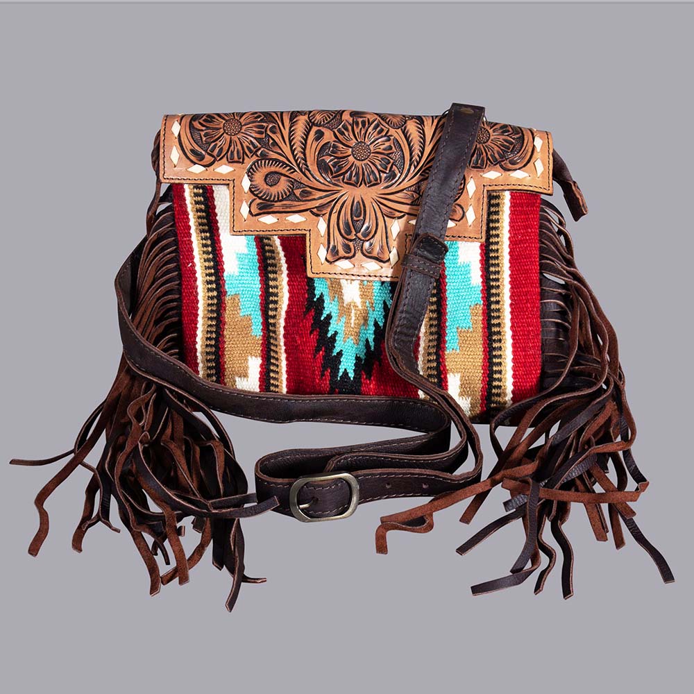 American Darling Floral Women Crossbody Saddle Blanket Genuine Leather Handbag Purse Bag