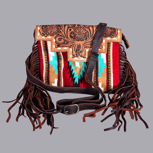 American Darling Floral Women Crossbody Saddle Blanket Genuine Leather Handbag Purse Bag