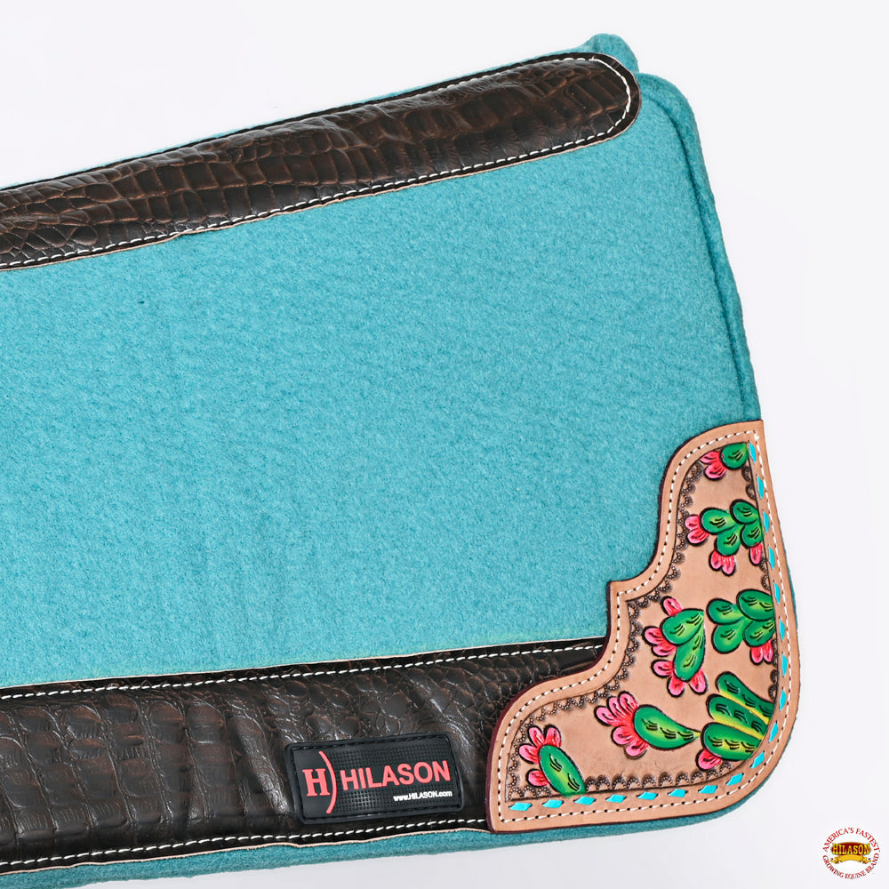 32" X 30" Hilason Horse Western Contoured Wool Felt Therapeutic Saddle Pad Turquoise