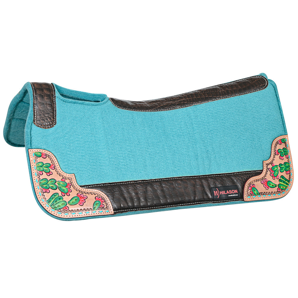 32" X 30" Hilason Horse Western Contoured Wool Felt Therapeutic Saddle Pad Turquoise