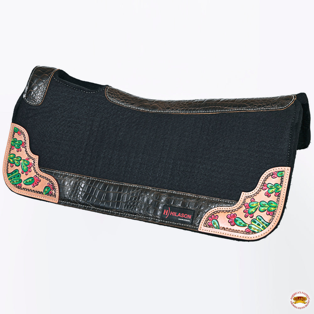 32" X 30" Hilason Horse Western Contoured Wool Felt Therapeutic Saddle Pad Black